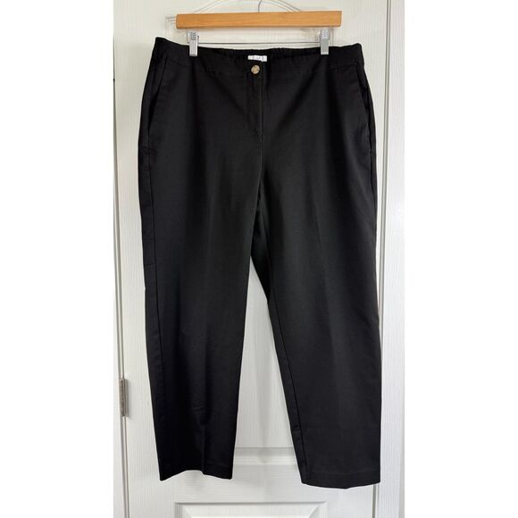 J Jill Black Chino Pants Polyester Rayon Spandex Elastic Waistband Women's 16 P - Picture 1 of 10